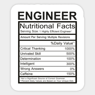 Engineer Nutritional Facts Sticker